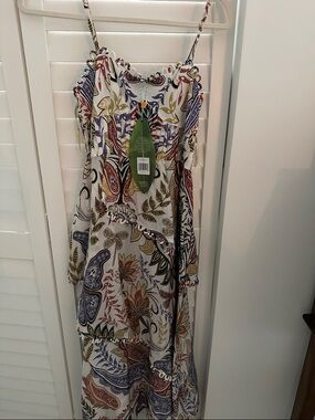 FARM Rio Cream Maxi Dress with Multicolor Floral Paisley Motif